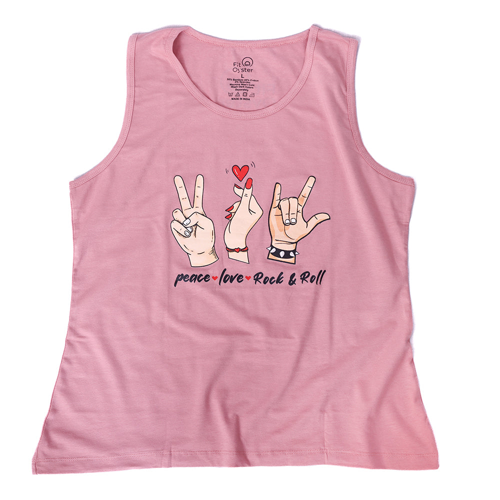 Pink Tank Top - Peace Love Rock 'N' Roll