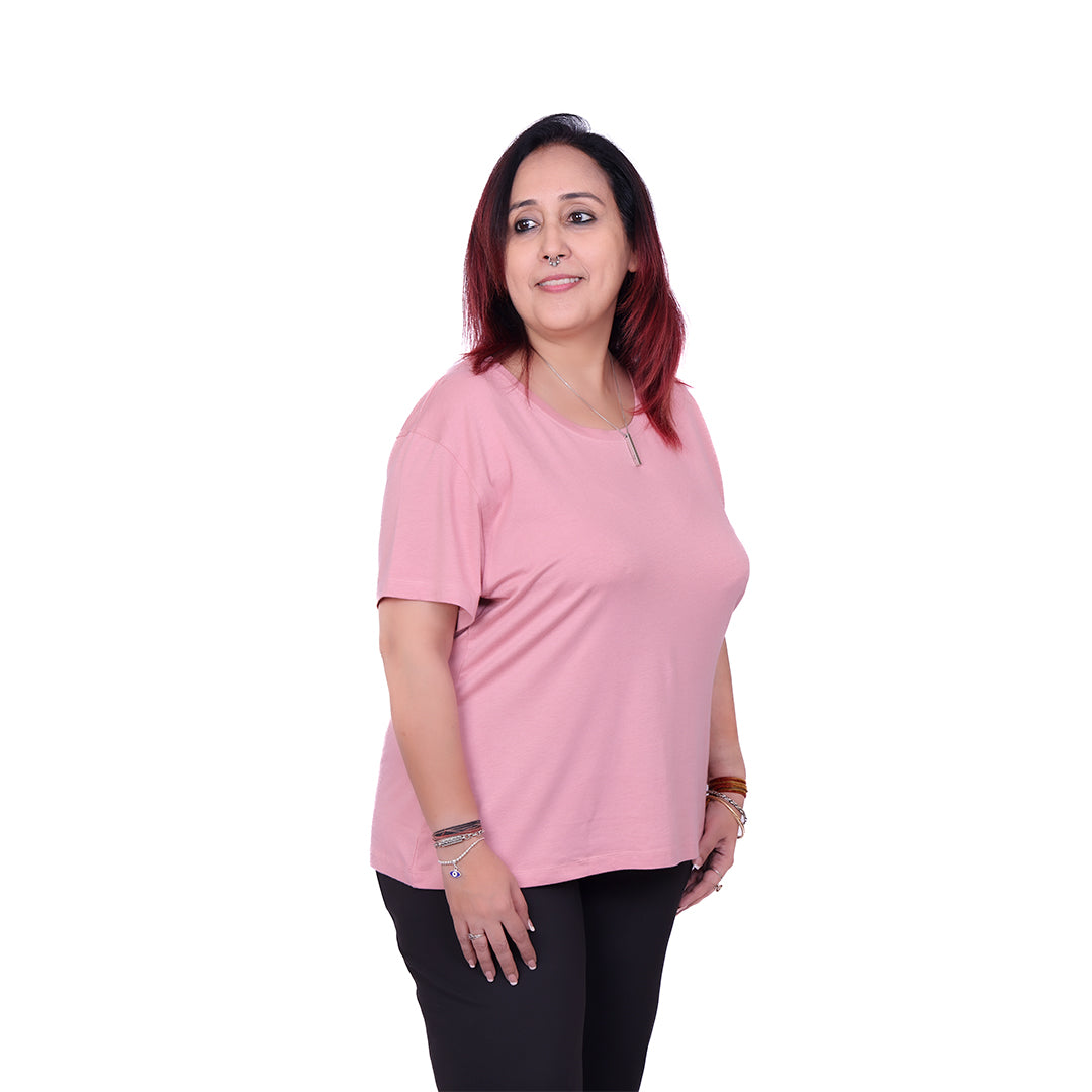 Pink Crew Top - Plain Solid